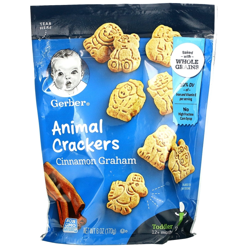 Gerber, Animal Crackers, Cinnamon Graham, Toddler, 12+ Months, 6 oz (170 g)