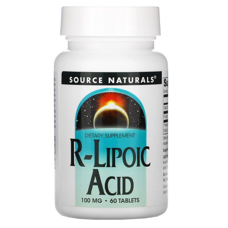 Source Naturals, R-липоевая кислота, 100 мг, 60 таблеток