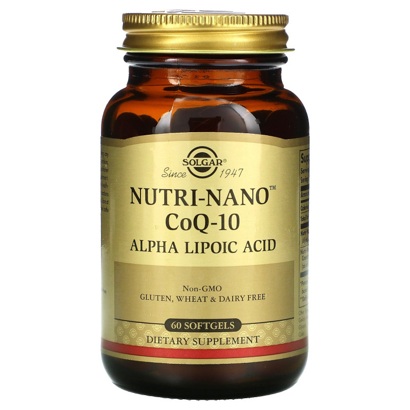 Solgar, Альфа-липоевая кислота Nutri-Nano CoQ-10, 60 мягких таблеток
