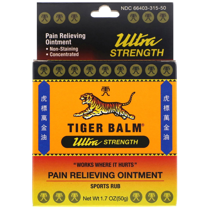 Tiger Balm, Мазь для снятия боли, ультра-сила, 1,7 унции (50 г)