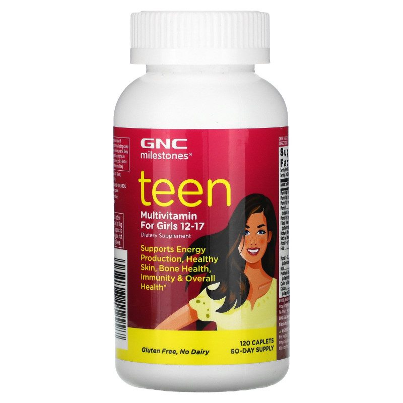 GNC, Milestones, Teen Multivitamin, For Girls 12-17, 120 Caplets