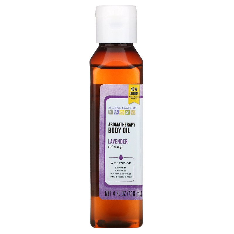 Aura Cacia, Масло для тела с эффектом ароматерапии, успокаивающая лаванда, 4 жидкие унции (118 мл)