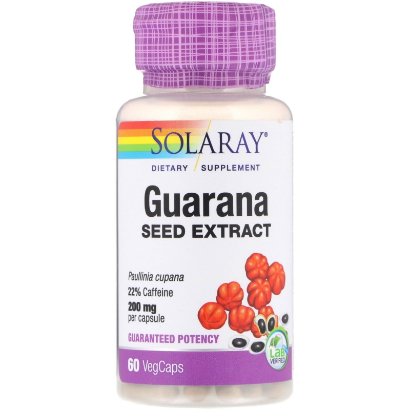 Solaray, Guarana Seed Extract, 200 mg, 60 Vegcaps