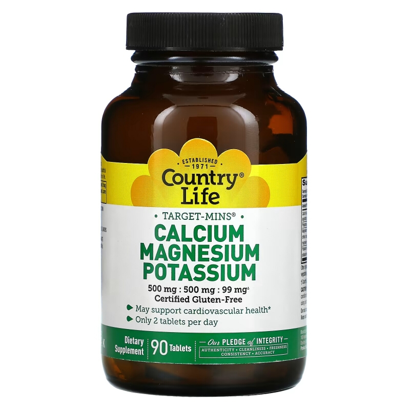 Country Life, Target-Mins, Calcium Magnesium Potassium, 90 Tablet