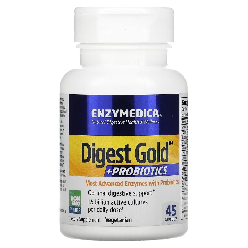 Enzymedica, Digest Gold + пробиотики, 45 капсул