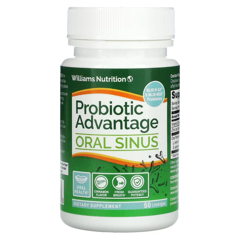 Dr. Williams, Probiotic Advantage, Oral Sinus, Natural Cinnamon Flavor, 50 Lozenges