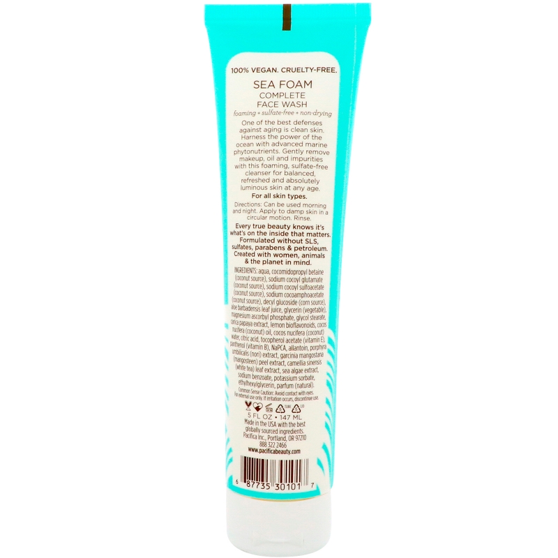 Pacifica Perfumes Inc Natural Skincare Sea Foam Complete Face Wash All Skin Types Sulfate Free 5 oz
