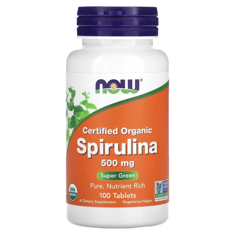 Now Foods, Certified Organic Spirulina, 500 mg, 100 Tablets