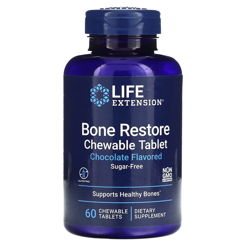 Life Extension, Bone Restore, Sugar-Free, Chocolate, 60 Chewable Tablets