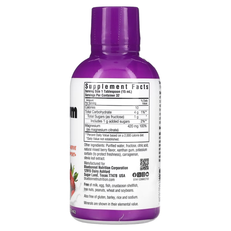 Bluebonnet Nutrition, Liquid Magnesium Citrate, Mixed Berry Flavor, 16 fl oz (472 ml)