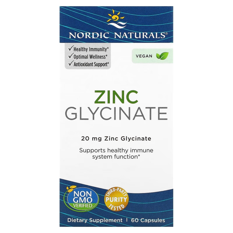 Nordic Naturals, Zinc Glycinate, 20 mg , 60 Capsules