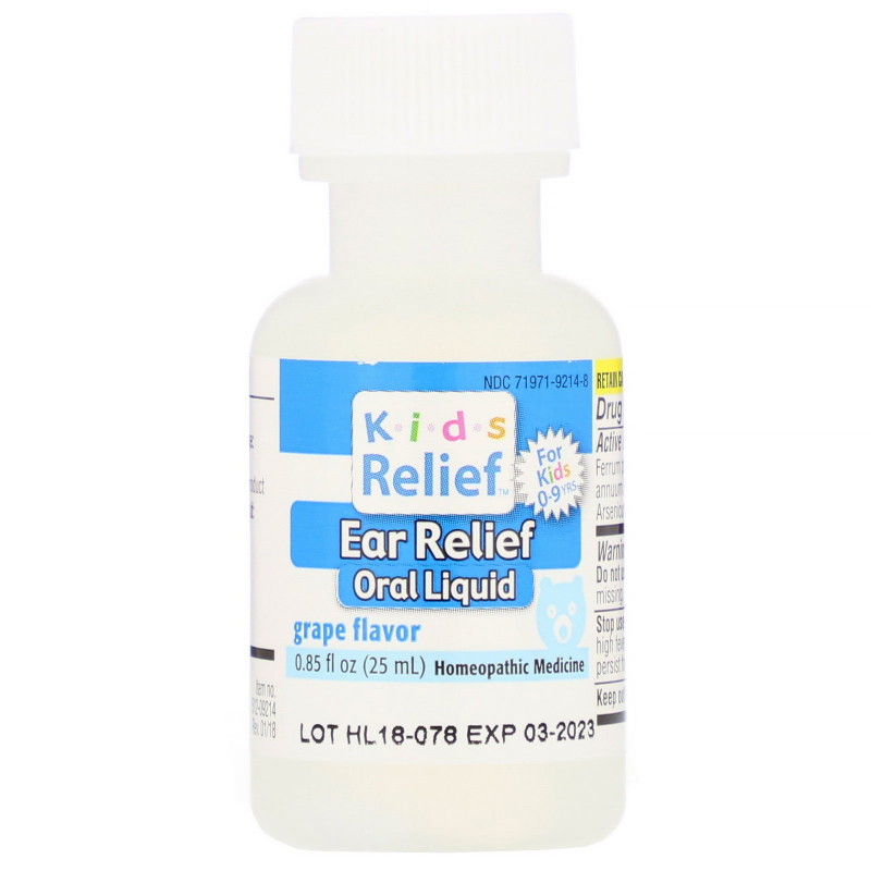 Homeolab USA Kids Relief Earache for Kids 0-9 Grape Flavor 0.85 fl oz (25 ml)