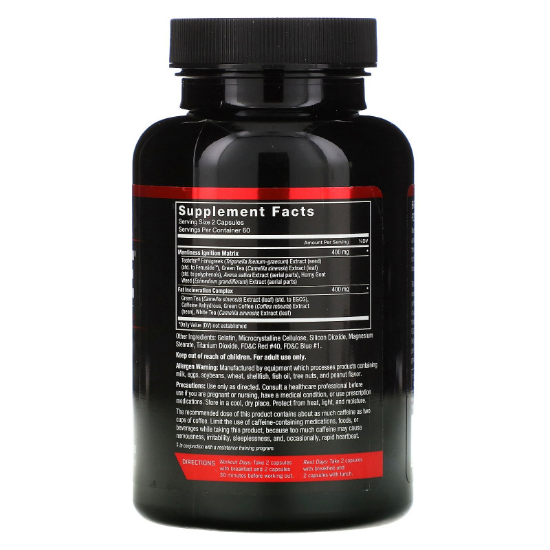 Force Factor, Test X180 Ignite, Free Testosterone Booster & Fat Burner, 120 Capsules