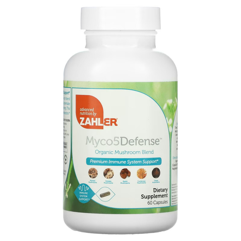 Zahler, Myco5Defense, Organic Mushroom Blend , 60 capsules