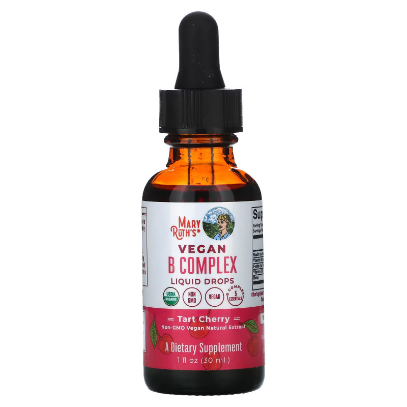 MaryRuth Organics, Vegan B Complex Liquid Drops, Tart Cherry, 1 fl oz (30 ml)