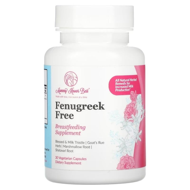 Mommy Knows Best, Fenugreek Free, Breastfeeding Supplement, 30 Vegetarian Capsules