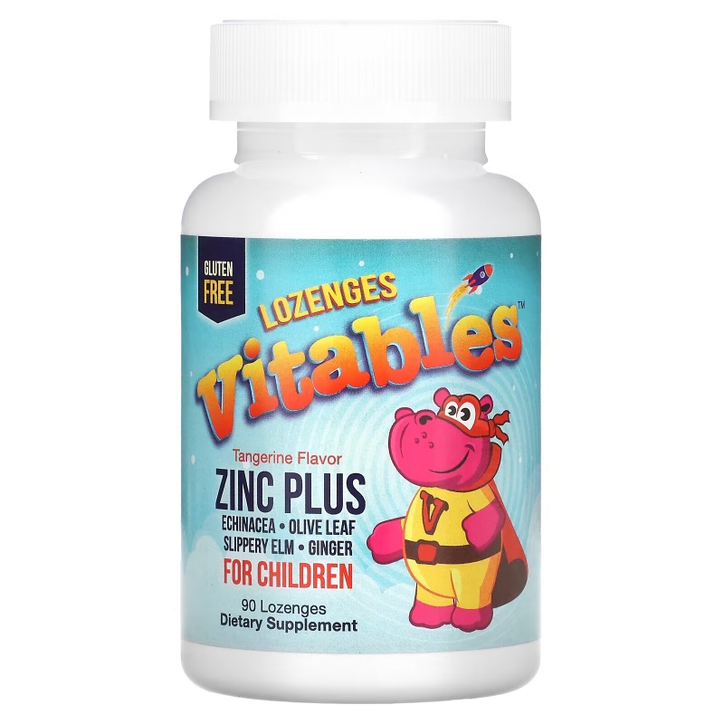 Vitables, Zinc Plus, добавка с цинком для детей, со вкусом мандарина, 90 пастилок