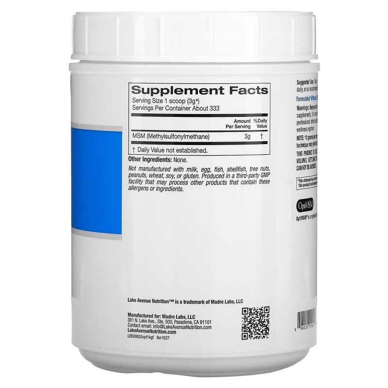 Lake Avenue Nutrition, OptiMSM Flakes, 35 oz (992 g)